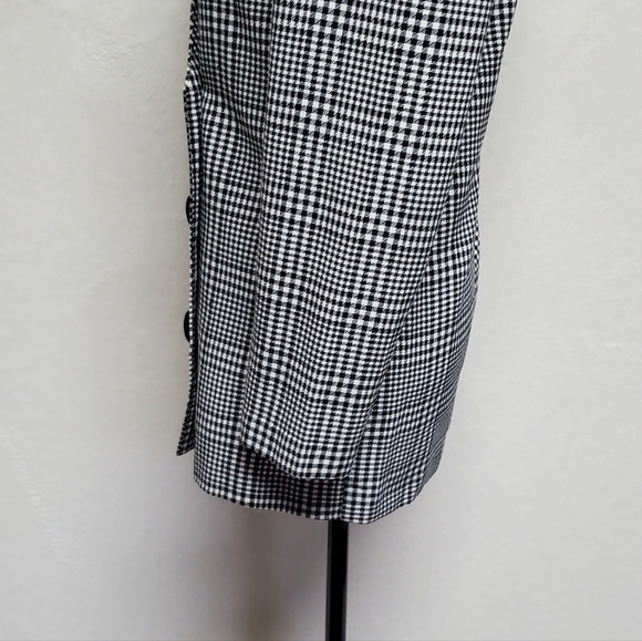 Vintage 80s GSL Black Houndstooth Double Breasted Collarless Blazer Jacket S - Picture 10 of 15